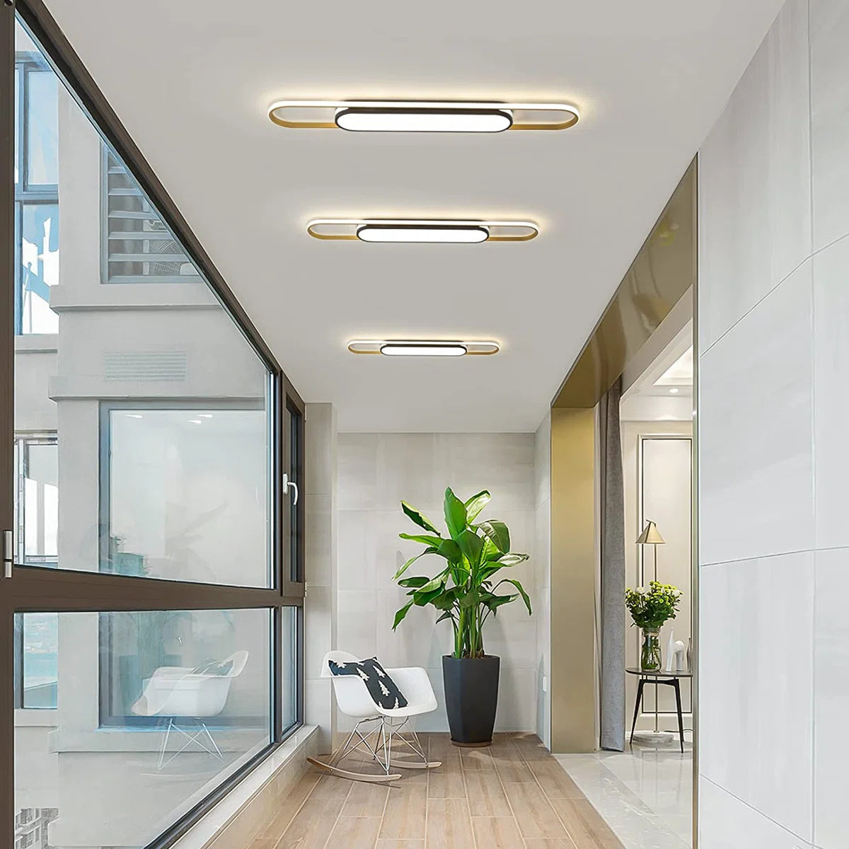 Muscato 1-light 110cm LED flush mount ceiling light by TheChandelierCo, with a sleek, modern design and white diffuser.