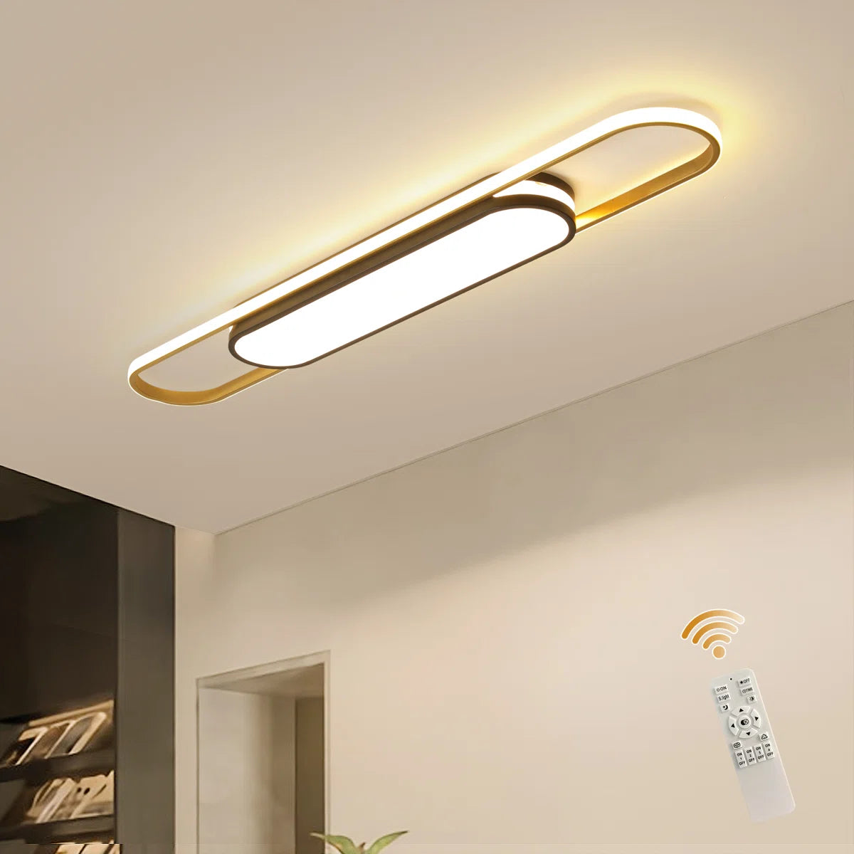 Muscato 1-light 110cm LED flush mount ceiling light by TheChandelierCo with a sleek modern design and white finish.