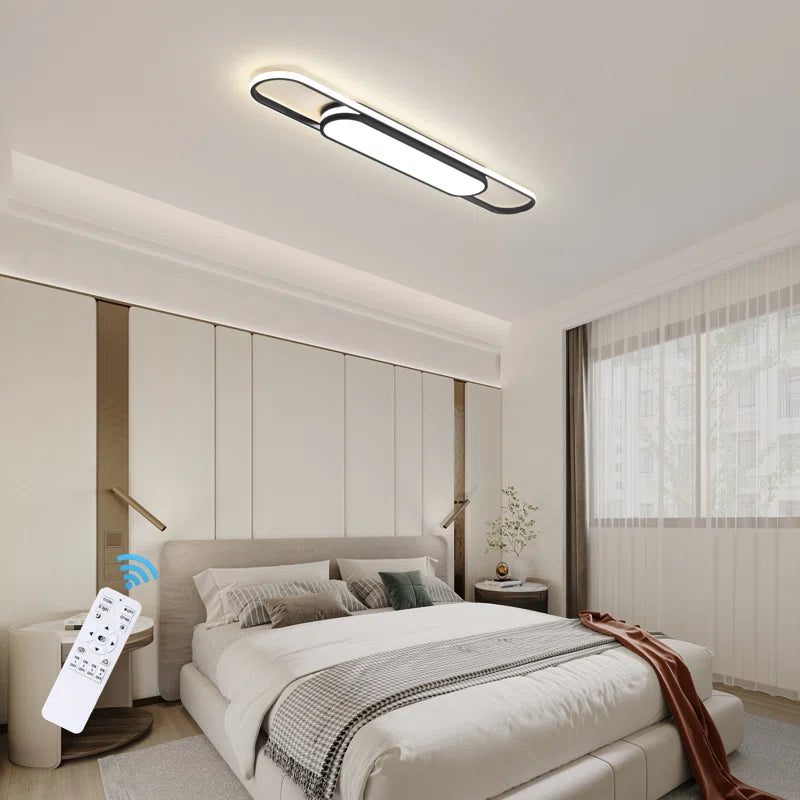 Muscato 1-Light 110cm LED flush mount ceiling light by TheChandelierCo with a sleek modern design and white finish.