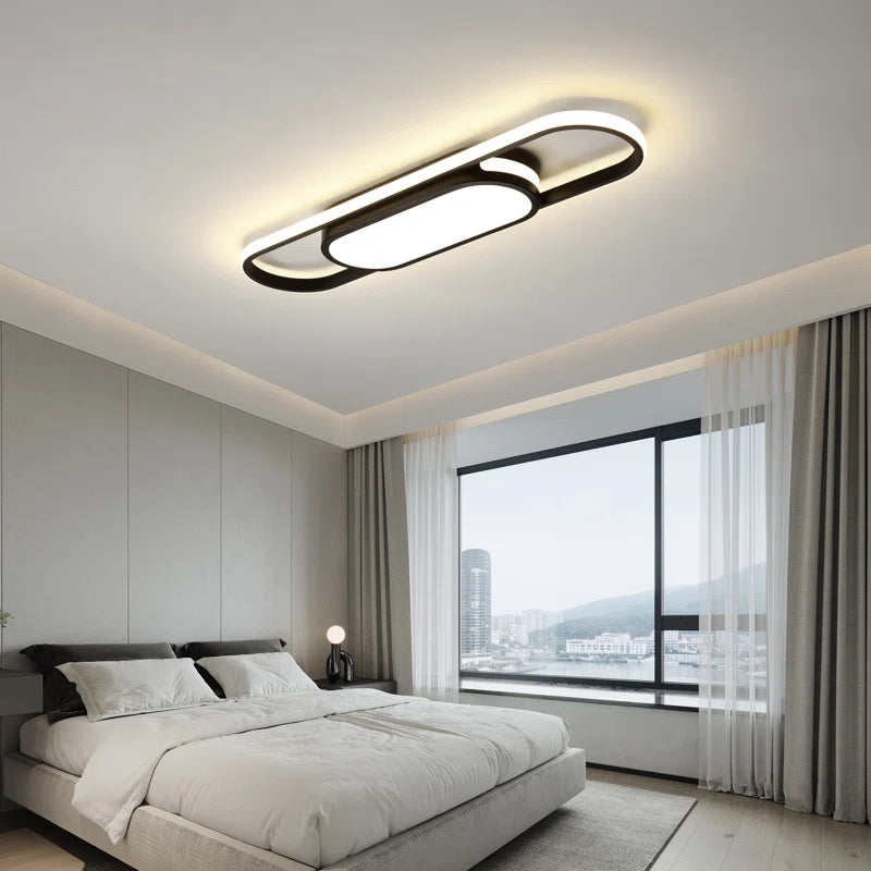 Muscato 1-light 70cm LED flush mount ceiling light by TheChandelierCo, featuring a sleek modern design with a white finish.