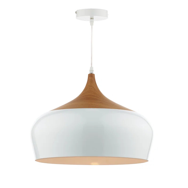 Nataly 1 Light Dome Pendant by TheChandelierCo featuring a modern white dome design hanging from a sleek fixture.