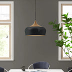 Nataly 1 Light Dome Pendant by TheChandelierCo hanging from ceiling with a sleek, modern design in a contemporary room setting.