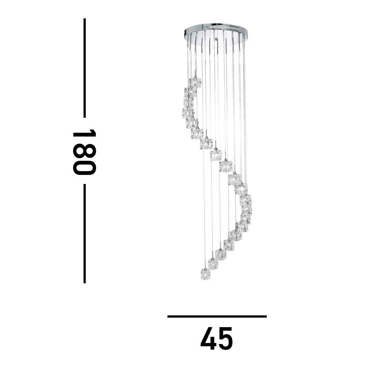 Neil 20-light cluster chandelier by TheChandelierCo with multiple glass globes hanging from a metal frame.