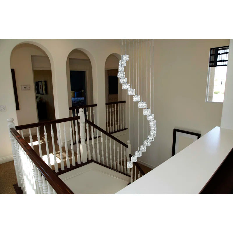 Neil 20-light cluster chandelier by TheChandelierCo with multiple glass globes hanging from a sleek metal frame.