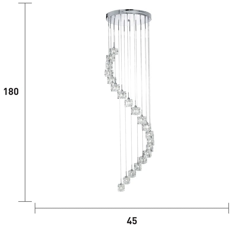 Neil 20-light cluster chandelier by TheChandelierCo featuring modern design with multiple hanging glass orbs and a sleek metal frame.