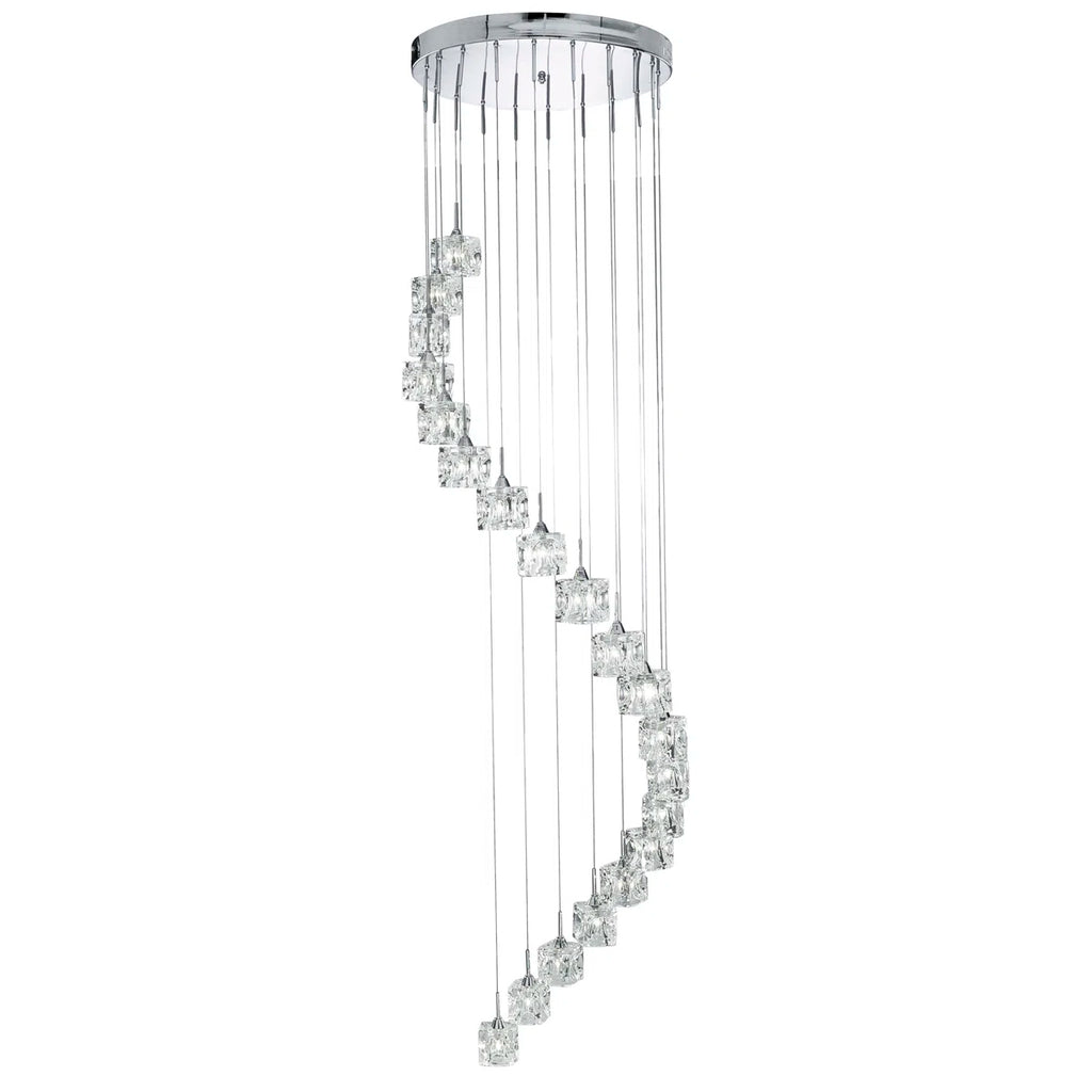 Neil 20-light cluster chandelier by TheChandelierCo with multiple glass globes hanging in a modern design.