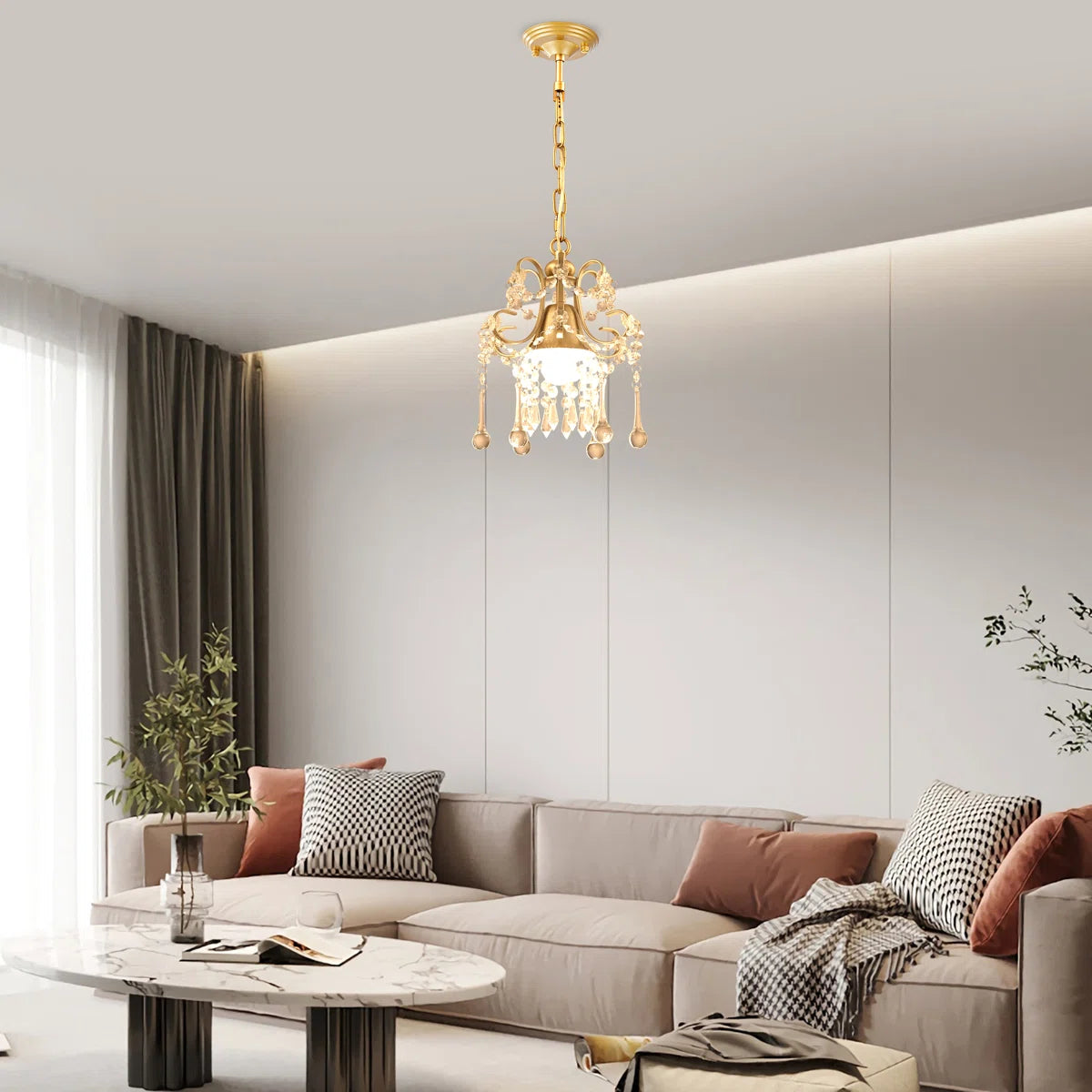 1 - Light Dimmable Crystal Empire Chandelier
