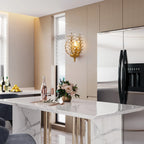 1 - Light Dimmable Gold Crystal Flush Mounted Sconce