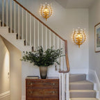 1 - Light Dimmable Gold Crystal Flush Mounted Sconce