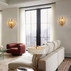 1 - Light Dimmable Gold Crystal Flush Mounted Sconce