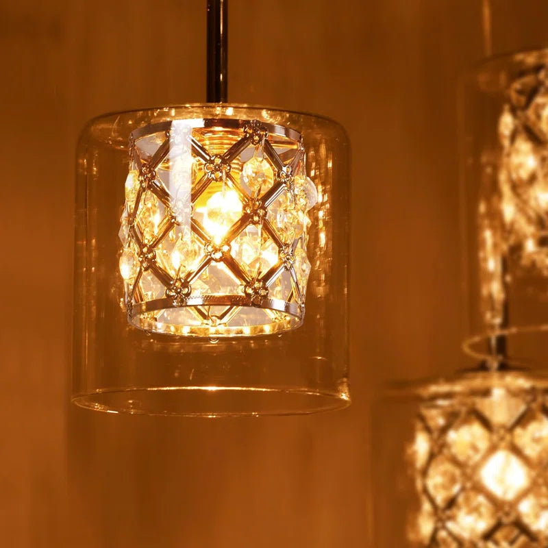 Modern 10-light glass crystal pendant chandelier with G9 bulbs, adjustable height, hanging at 230cm, by TheChandelierCo.