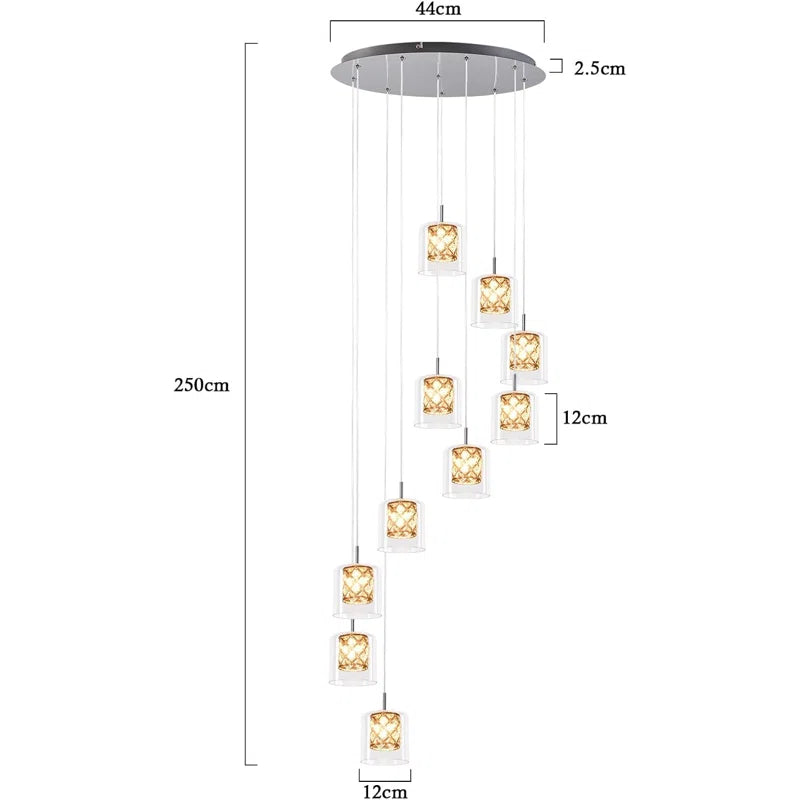 Modern pendant light with 10 G9 glass crystal bulbs, adjustable height chandelier, hanging light fixture by TheChandelierCo.