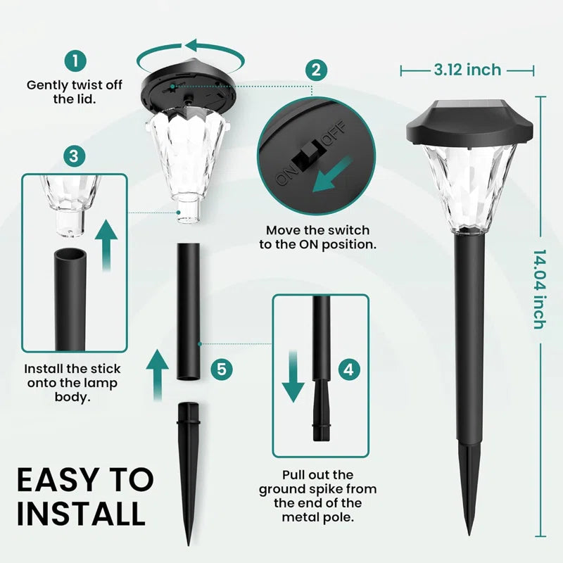 Set of 10 plastic solar-powered pathway lights by TheChandelierCo, featuring white LED bulbs and durable outdoor design for garden pathways.