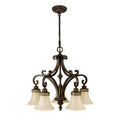 Light shaded Pritzker 5 chandelier by TheChandelierCo with elegant design and multiple light fixtures hanging from a sleek frame.