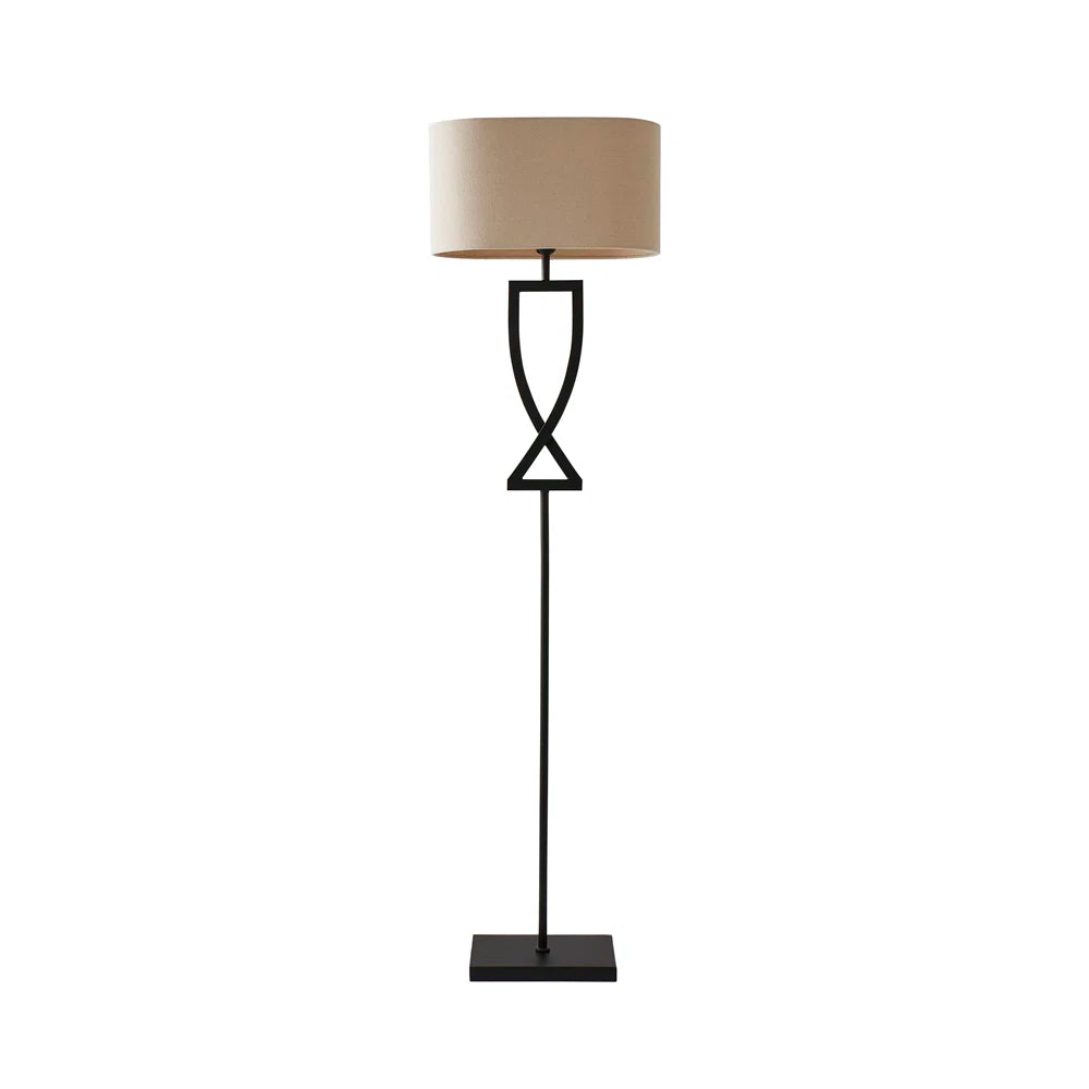 Black Randalstown floor lamp by TheChandelierCo, 145.5cm tall with a sleek modern design and a sturdy base.