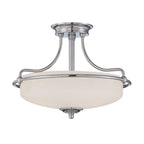 Glass semi-flush mount ceiling light by Rockwood, featuring a sleek design and clear glass shade for modern interior lighting.