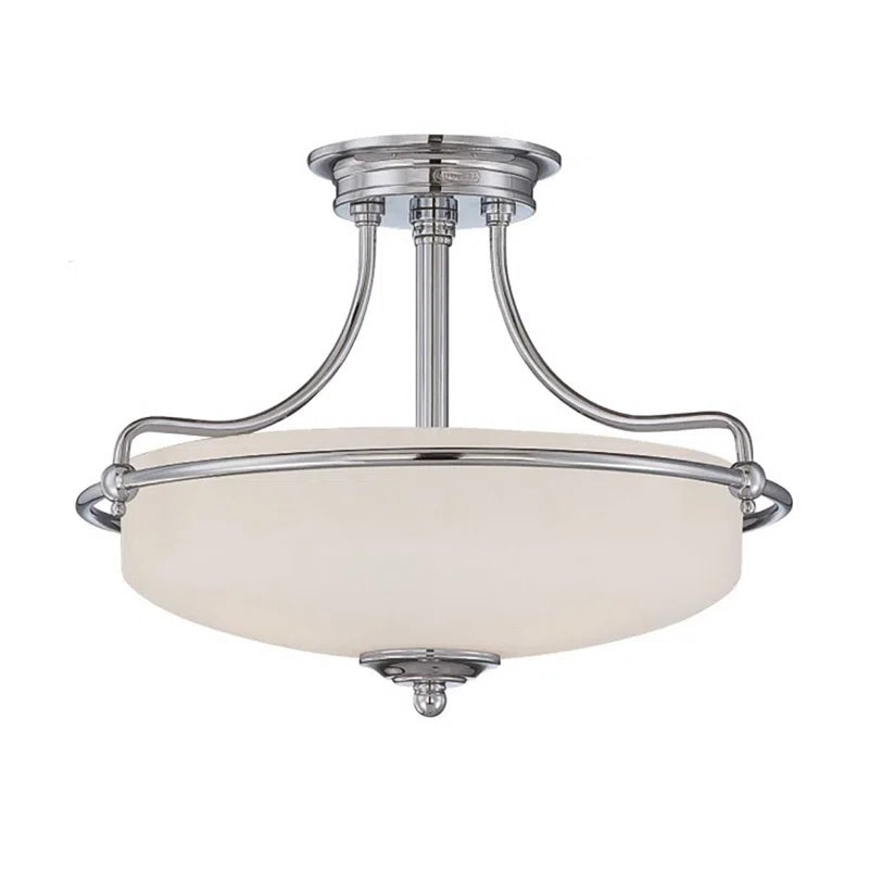 Glass semi-flush mount ceiling light by Rockwood, featuring a sleek design and clear glass shade for modern interior lighting.