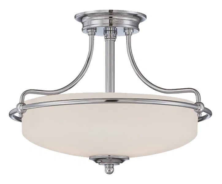 Elegant Rockwood Glass Semi Flush Mount ceiling light by TheChandelierCo with a clear glass shade and brushed metal fixture.