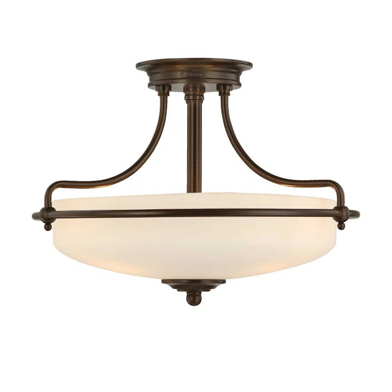 Elegant Rockwood Glass Semi Flush Mount ceiling light by TheChandelierCo featuring a sleek glass shade and modern design.