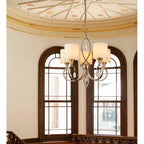 Light shaded chandelier from Sangerfield 5 collection by TheChandelierCo featuring five elegant light fixtures with a modern design.