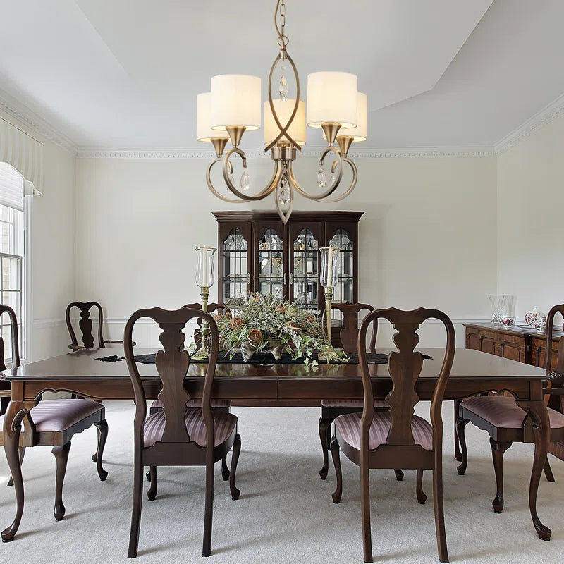 Elegant Sangerfield 5-light shaded chandelier by TheChandelierCo featuring a classic design with five diffused light shades.
