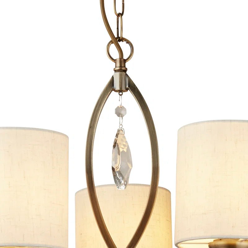 Light shaded Sangerfield 5 chandelier by TheChandelierCo featuring five elegant light fixtures and a sleek modern design.