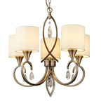 Light shaded chandelier from the Sangerfield 5 collection by TheChandelierCo featuring five elegant light fixtures and a sleek design.