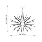 Sherlyn 9 Light Sputnik Chandelier by TheChandelierCo featuring a modern geometric design with multiple exposed bulbs.