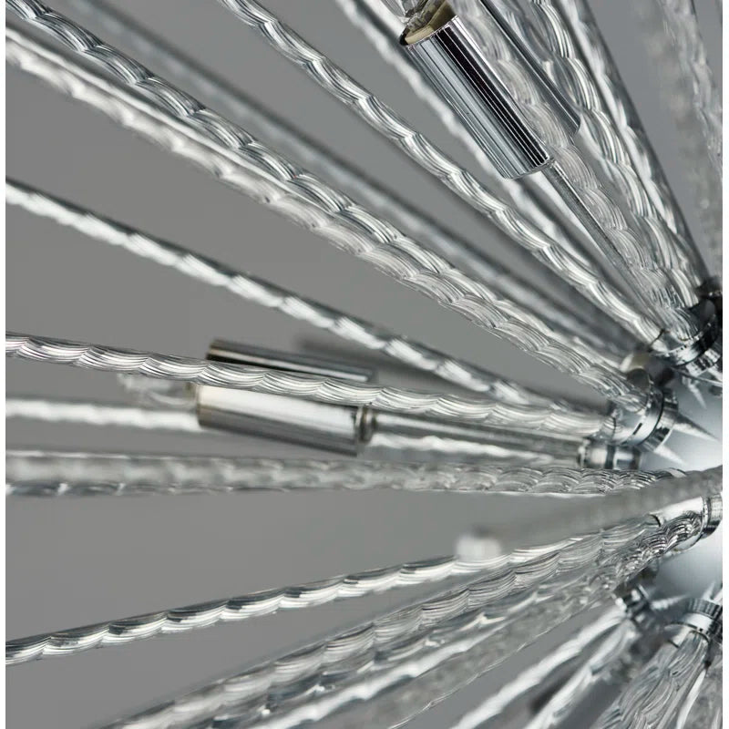 Sherlyn 9 Light Sputnik Chandelier by TheChandelierCo featuring a modern, starburst design with multiple light fixtures on a metal frame.