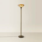 Tiffany Jewel Uplighter Floor Lamp by TheChandelierCo, 169 cm tall with colorful stained glass shade and elegant metal base.