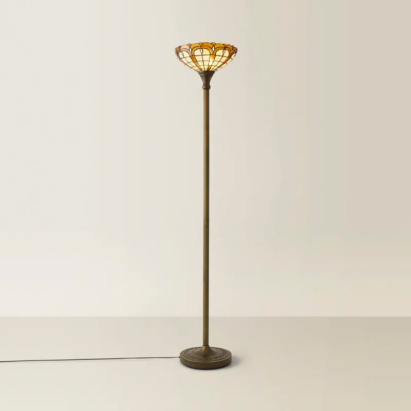 Tiffany Jewel Uplighter Floor Lamp by TheChandelierCo, 169 cm tall with colorful stained glass shade and elegant metal base.
