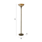 Slocumb 169 cm Tiffany Jewel Uplighter Floor Lamp by TheChandelierCo with colorful stained glass shade and metal base.