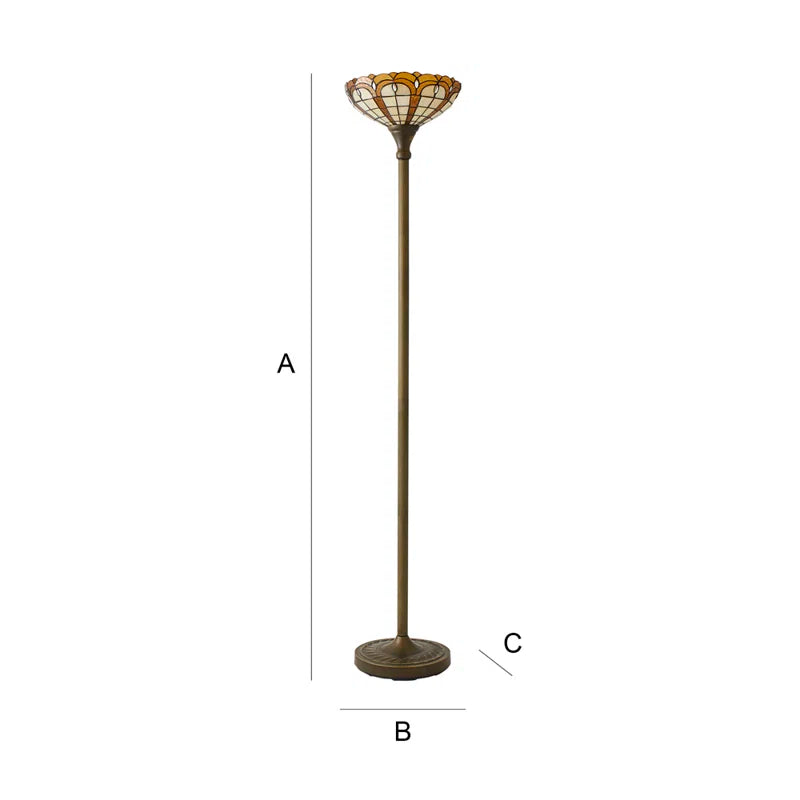 Slocumb 169 cm Tiffany Jewel Uplighter Floor Lamp by TheChandelierCo with colorful stained glass shade and metal base.