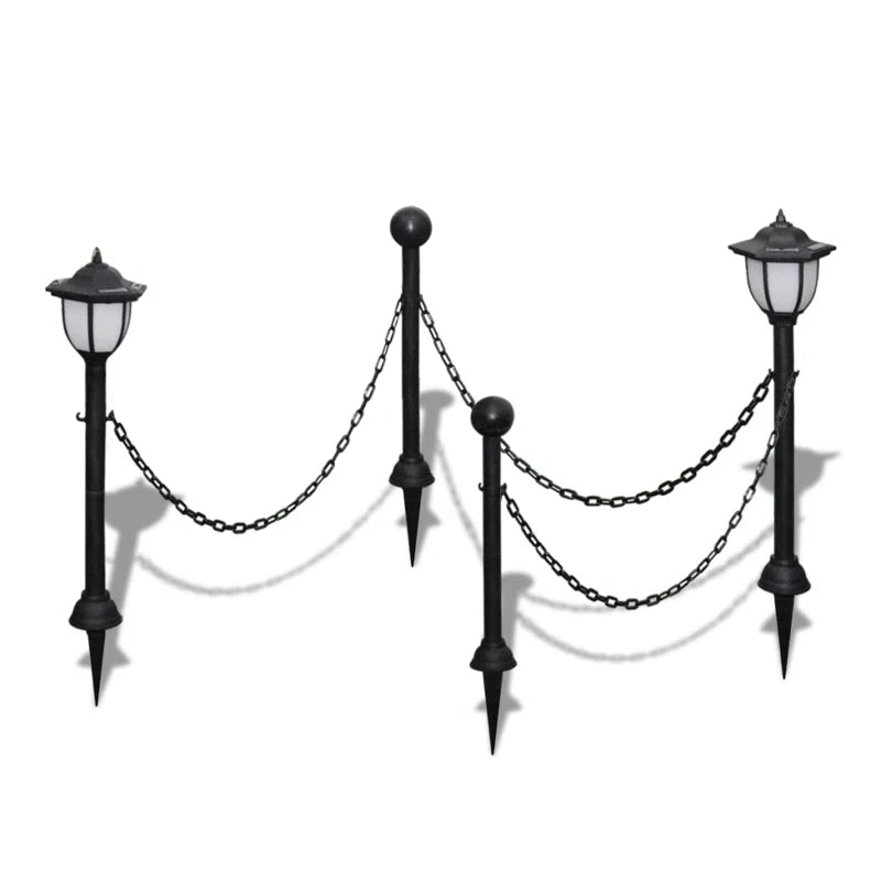 Set of two solar-powered pathway lights with integrated LED bulbs, weather-resistant design from TheChandelierCo.