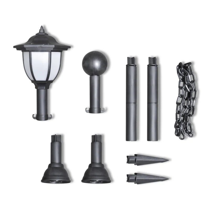 Set of two solar-powered LED pathway lights by TheChandelierCo, featuring integrated lights and durable outdoor design.