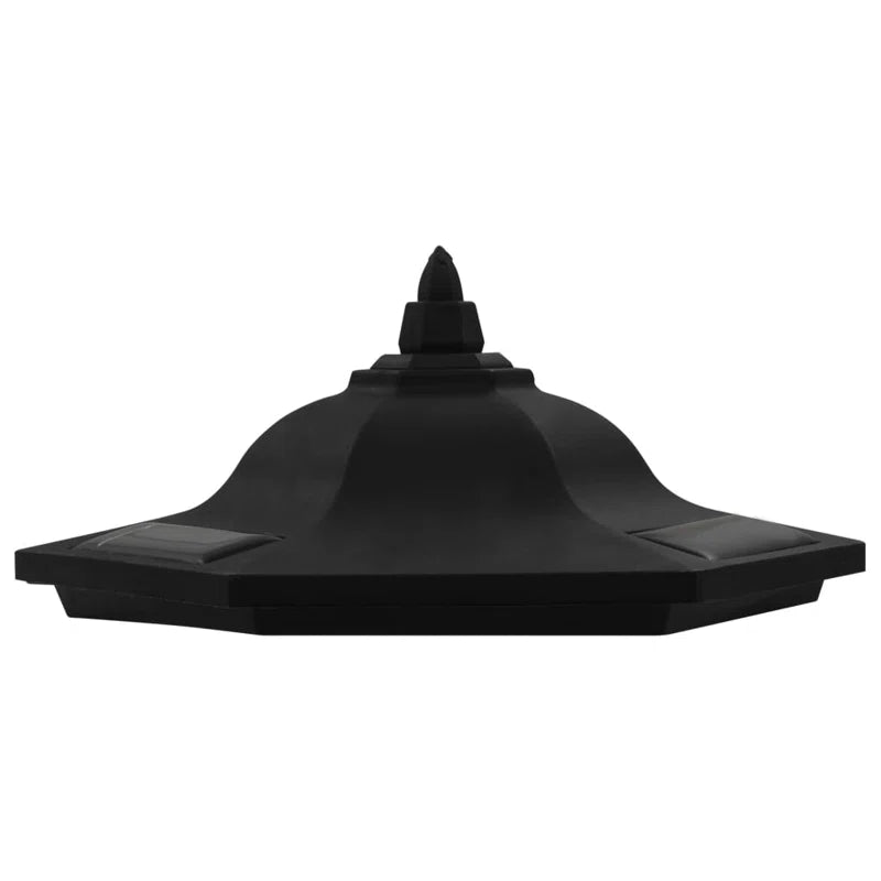 Set of three solar-powered LED pathway lights from TheChandelierCo with integrated lights and stake for outdoor illumination.