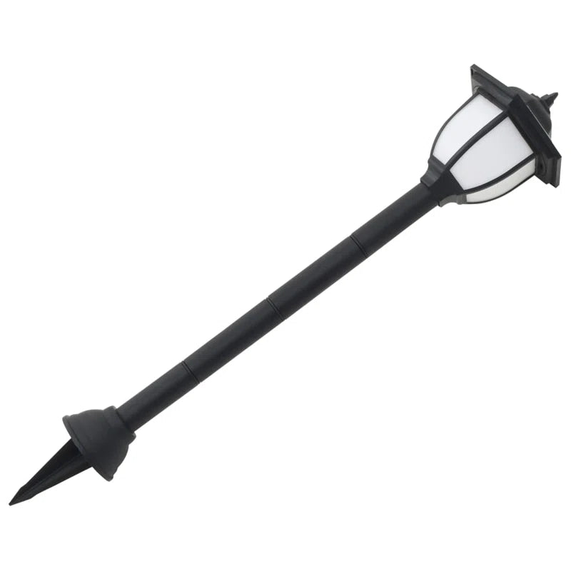 Set of three solar-powered LED pathway lights by TheChandelierCo, with integrated lights and sleek outdoor design.