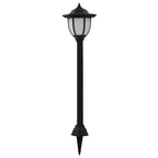 Set of three solar-powered pathway lights by TheChandelierCo with integrated LED bulbs, ideal for outdoor garden lighting.