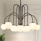 Modern Sputnik ceiling light by TheChandelierCo with 10 glass bubble glass bulbs, stylish chandelier for contemporary interiors.