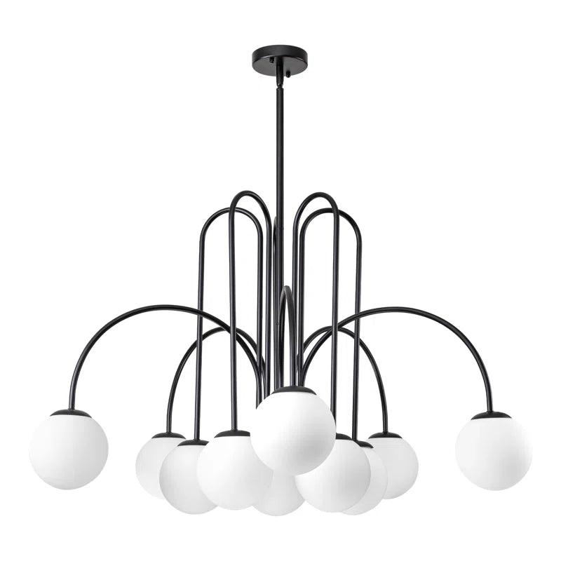 Modern Sputnik ceiling light with 10 glass bubble bulbs, sleek design by TheChandelierCo, ideal for contemporary interiors.