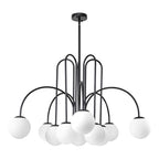 Modern Sputnik ceiling light with 10 glass bubble bulbs, sleek design by TheChandelierCo, ideal for contemporary interiors.