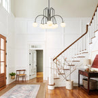 Modern Sputnik ceiling light by TheChandelierCo with 10 glass bubble bulbs and a sleek metallic finish.