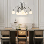 Modern Sputnik ceiling light with 10 glass bubble bulbs, sleek design by TheChandelierCo for contemporary decor.