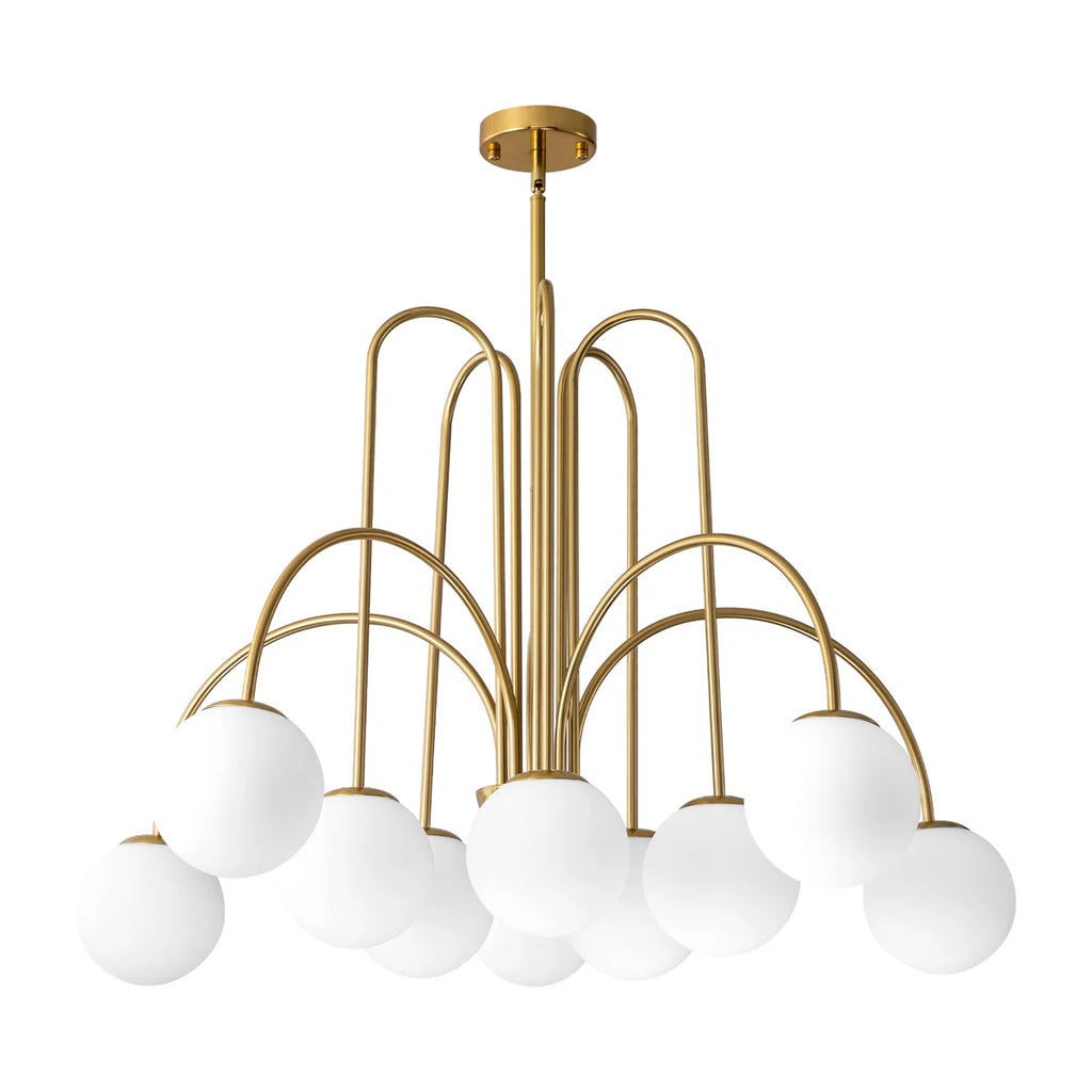 Modern Sputnik ceiling light by TheChandelierCo with 10 glass bubble bulbs, stylish contemporary chandelier for living spaces.