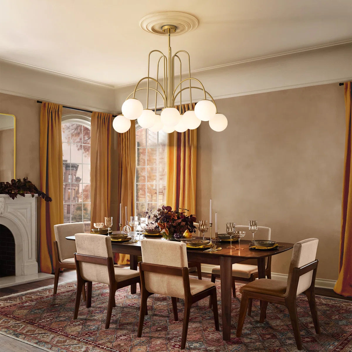 Modern Sputnik ceiling light with 10 glass bubble bulbs, sleek design, and chrome finish by TheChandelierCo.