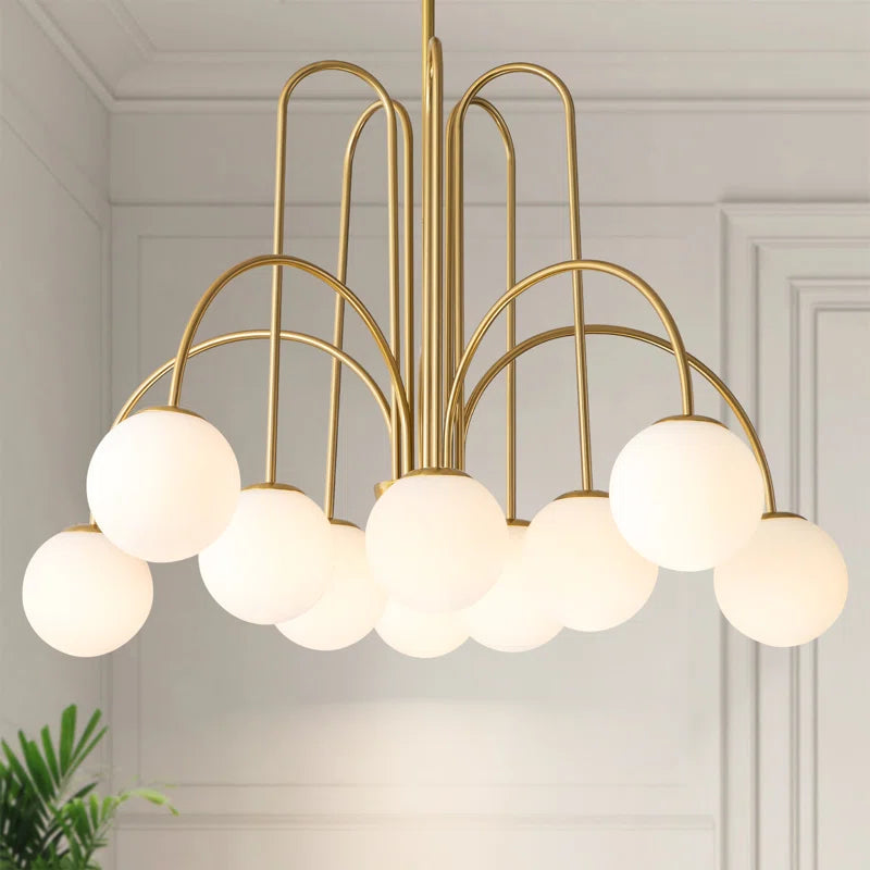 Modern Sputnik ceiling light by TheChandelierCo with 10 glass bubble bulbs, sleek and stylish for contemporary interior lighting.