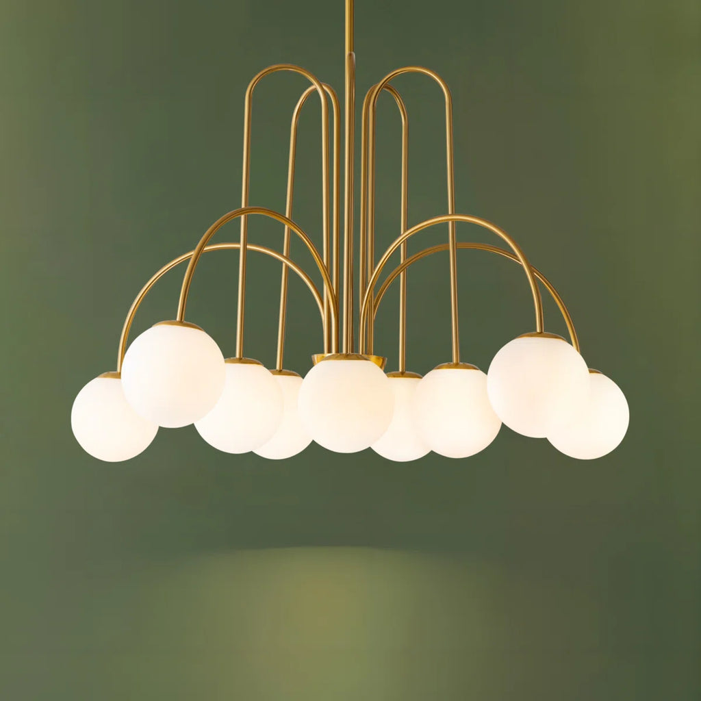 Modern Sputnik ceiling light by TheChandelierCo with 10 glass bubble bulbs, stylish chandelier for contemporary interiors