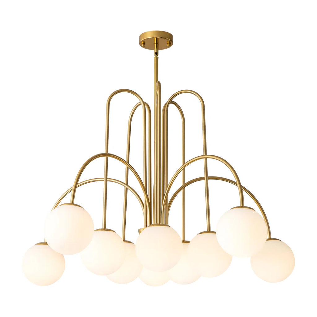 Modern Sputnik ceiling light with 10 glass bubble bulbs by TheChandelierCo, featuring a sleek, contemporary chandelier design.
