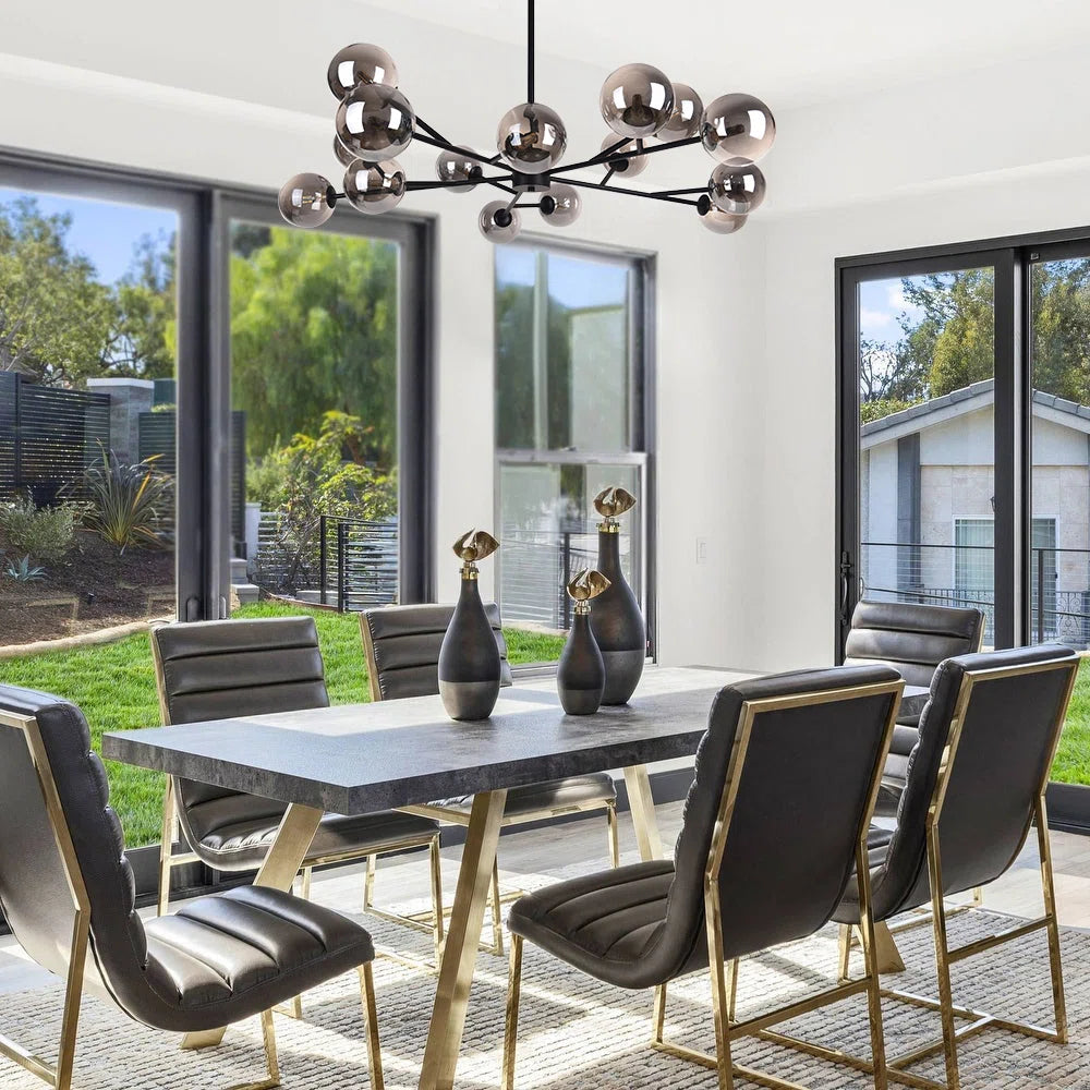 Modern Spoffo 15-light glass bubble chandelier by TheChandelierCo with spherical glass shades, ideal for kitchens or dining areas.