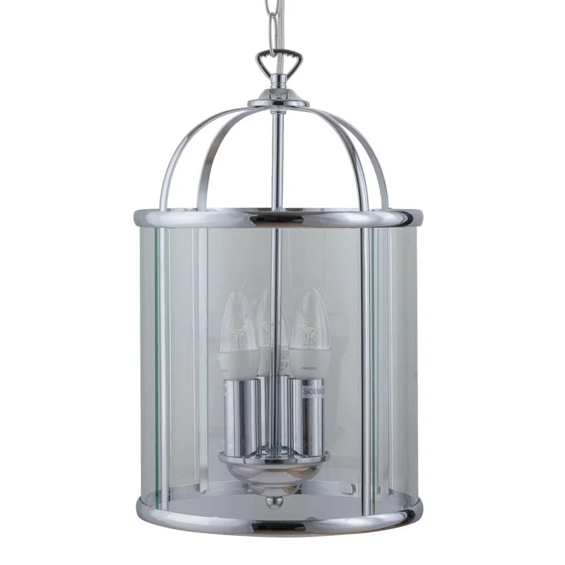 Strasburg 3-light lantern pendant by TheChandelierCo featuring a classic metal frame and glass panels for elegant lighting.